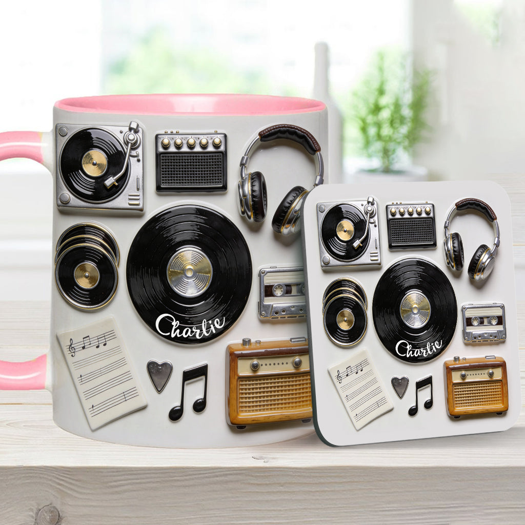 Liebe Vinyl – Personalisierte Vinyl-Schallplatten-Tasse & Untersetzer