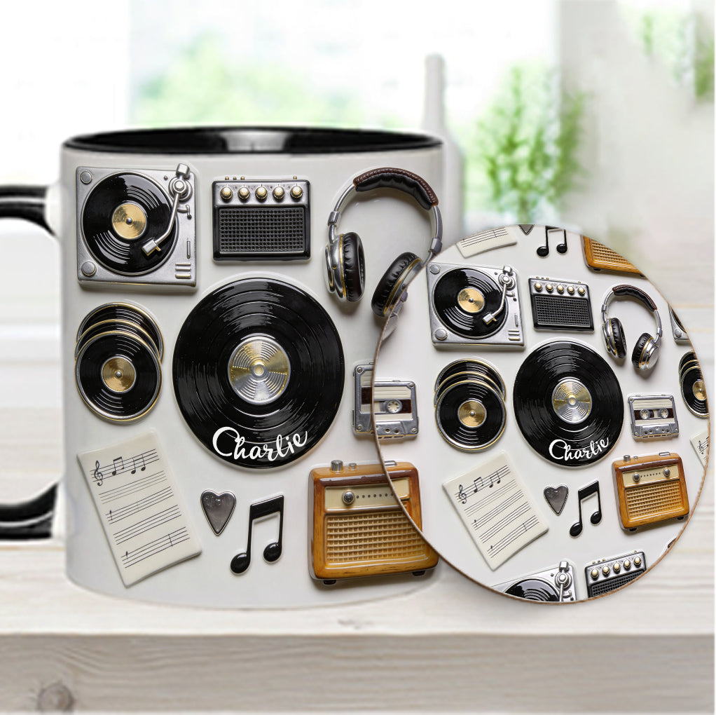 Liebe Vinyl – Personalisierte Vinyl-Schallplatten-Tasse & Untersetzer