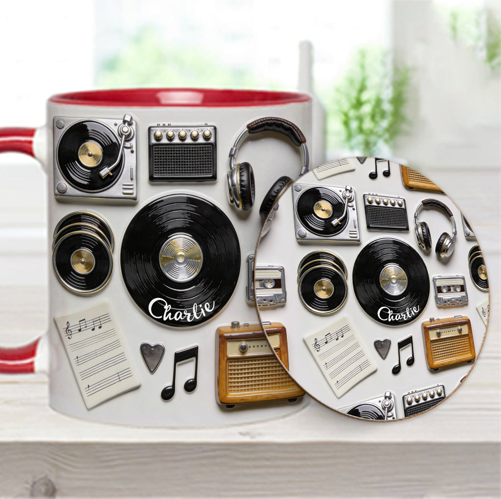 Liebe Vinyl – Personalisierte Vinyl-Schallplatten-Tasse & Untersetzer