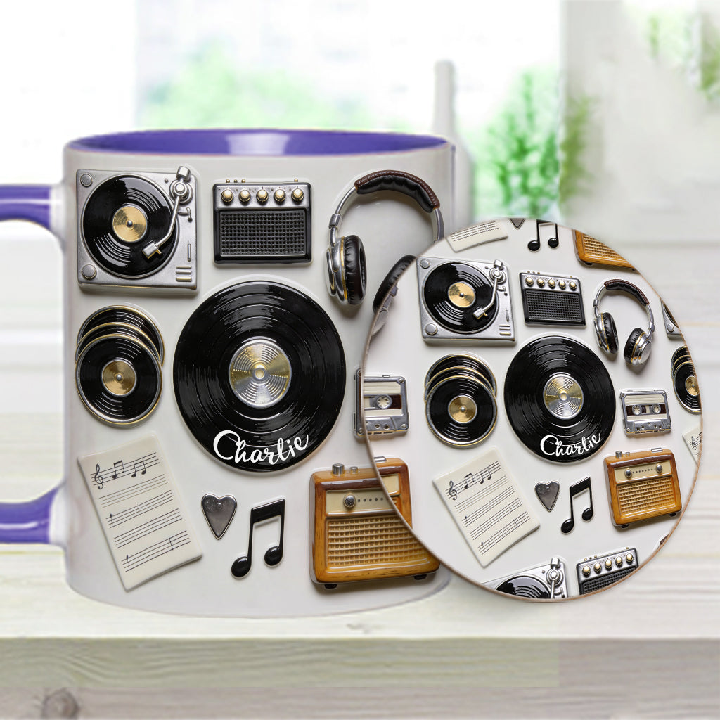 Liebe Vinyl – Personalisierte Vinyl-Schallplatten-Tasse & Untersetzer