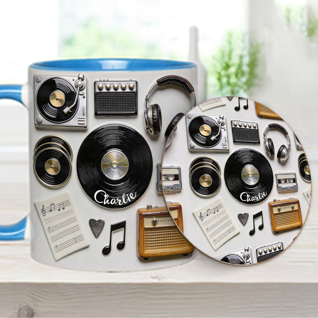 Liebe Vinyl – Personalisierte Vinyl-Schallplatten-Tasse & Untersetzer