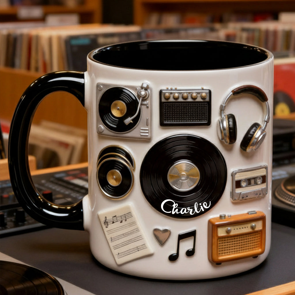 Liebe Vinyl – Personalisierte Vinyl-Schallplatten-Tasse & Untersetzer