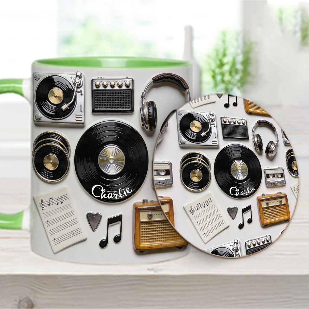 Liebe Vinyl – Personalisierte Vinyl-Schallplatten-Tasse & Untersetzer