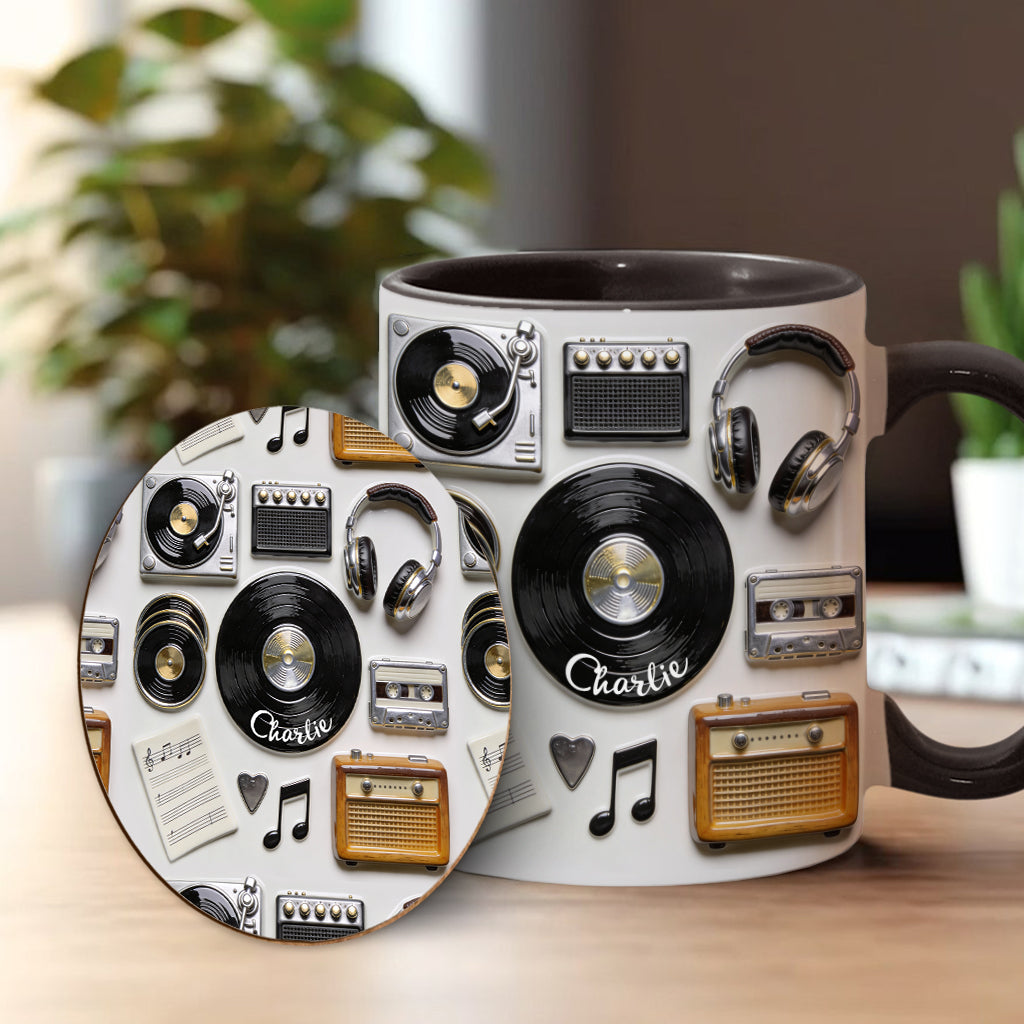 Liebe Vinyl – Personalisierte Vinyl-Schallplatten-Tasse & Untersetzer