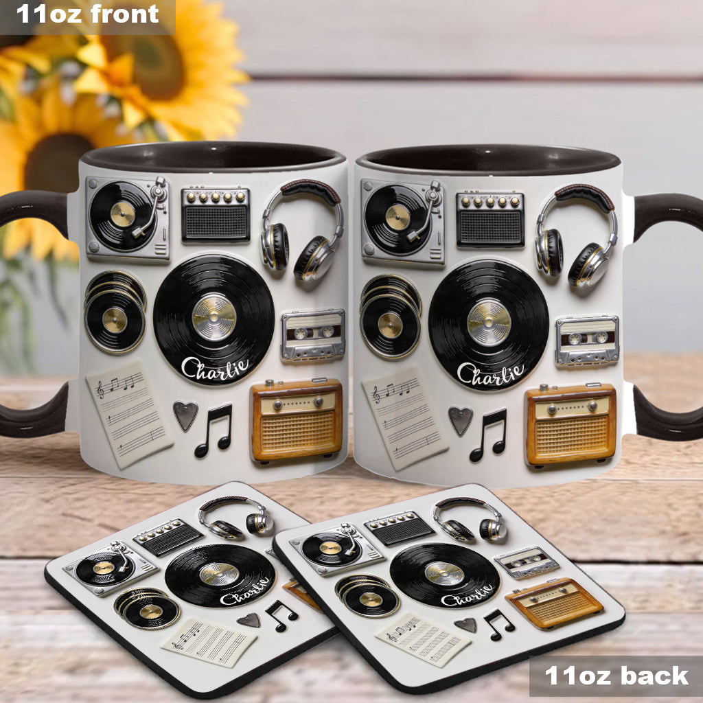 Liebe Vinyl – Personalisierte Vinyl-Schallplatten-Tasse & Untersetzer