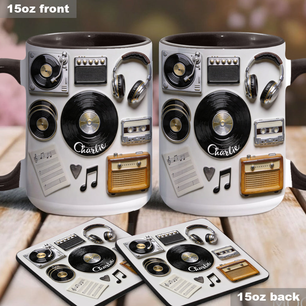 Liebe Vinyl – Personalisierte Vinyl-Schallplatten-Tasse & Untersetzer