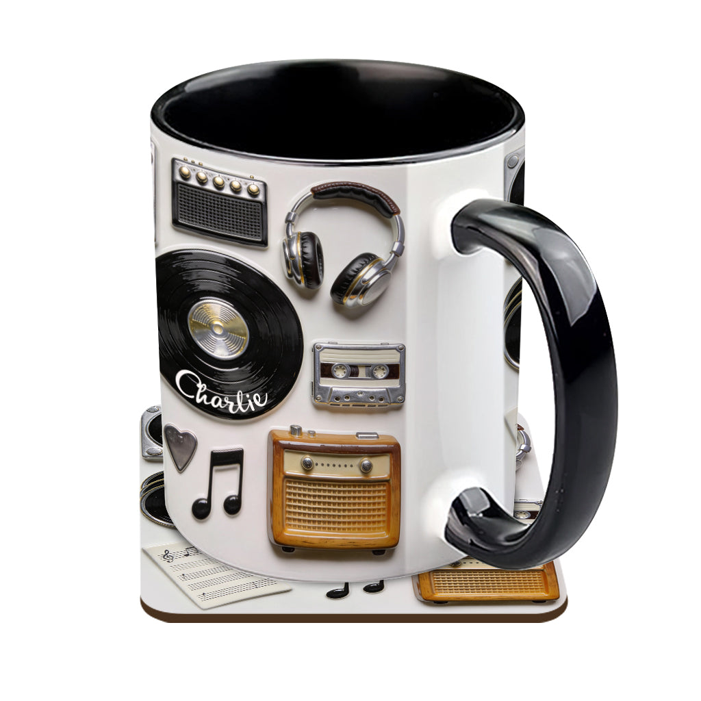 Liebe Vinyl – Personalisierte Vinyl-Schallplatten-Tasse & Untersetzer