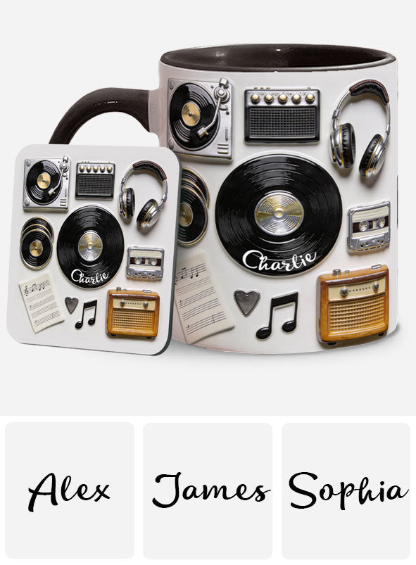 Liebe Vinyl – Personalisierte Vinyl-Schallplatten-Tasse & Untersetzer