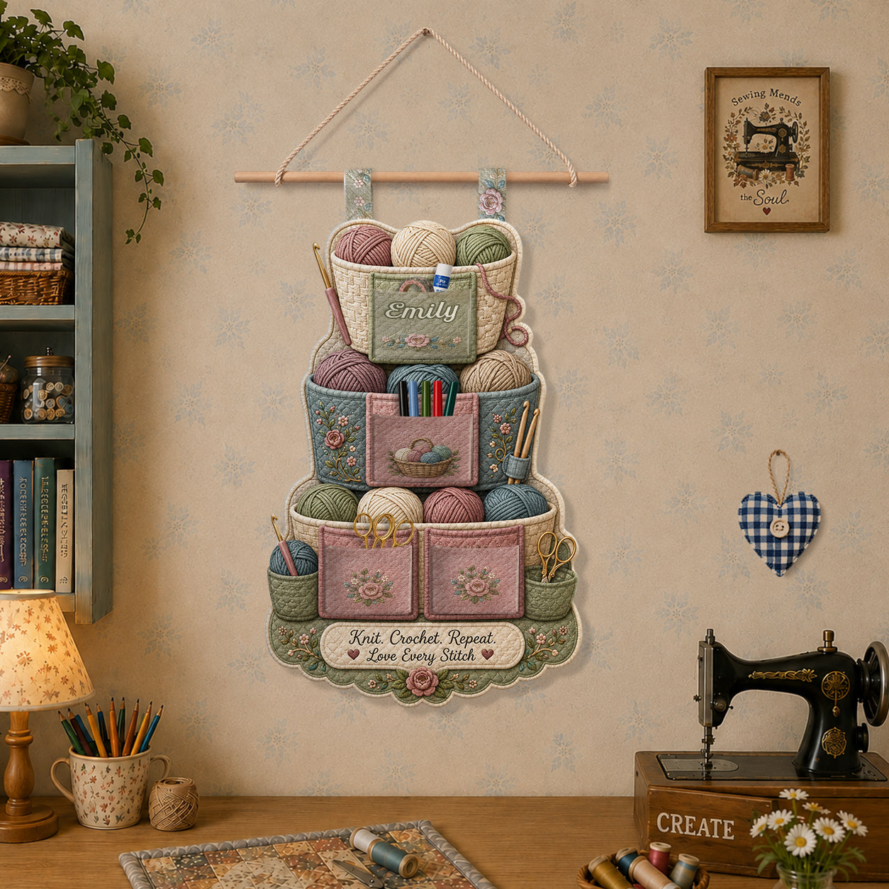 Love Crochet/Knitting - Personalized Crocheting Hanging Organizer