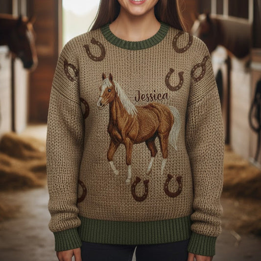 Love Horses - Personalized Horse Ugly Sweater