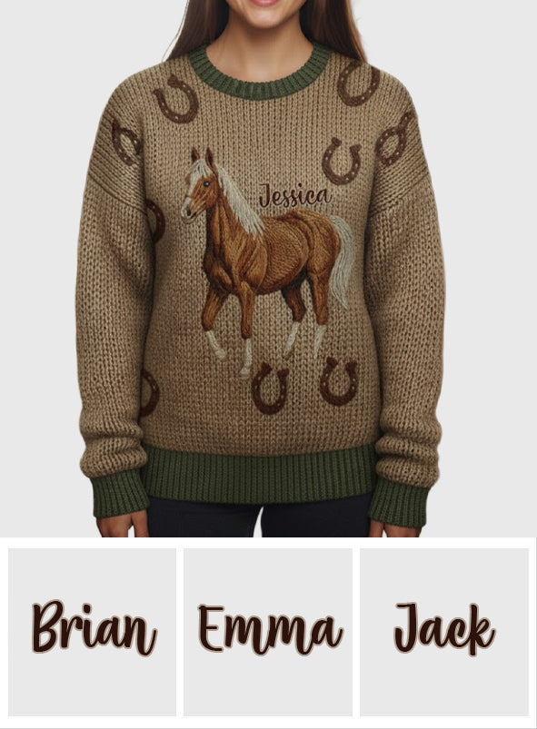 Love Horses - Personalized Horse Ugly Sweater