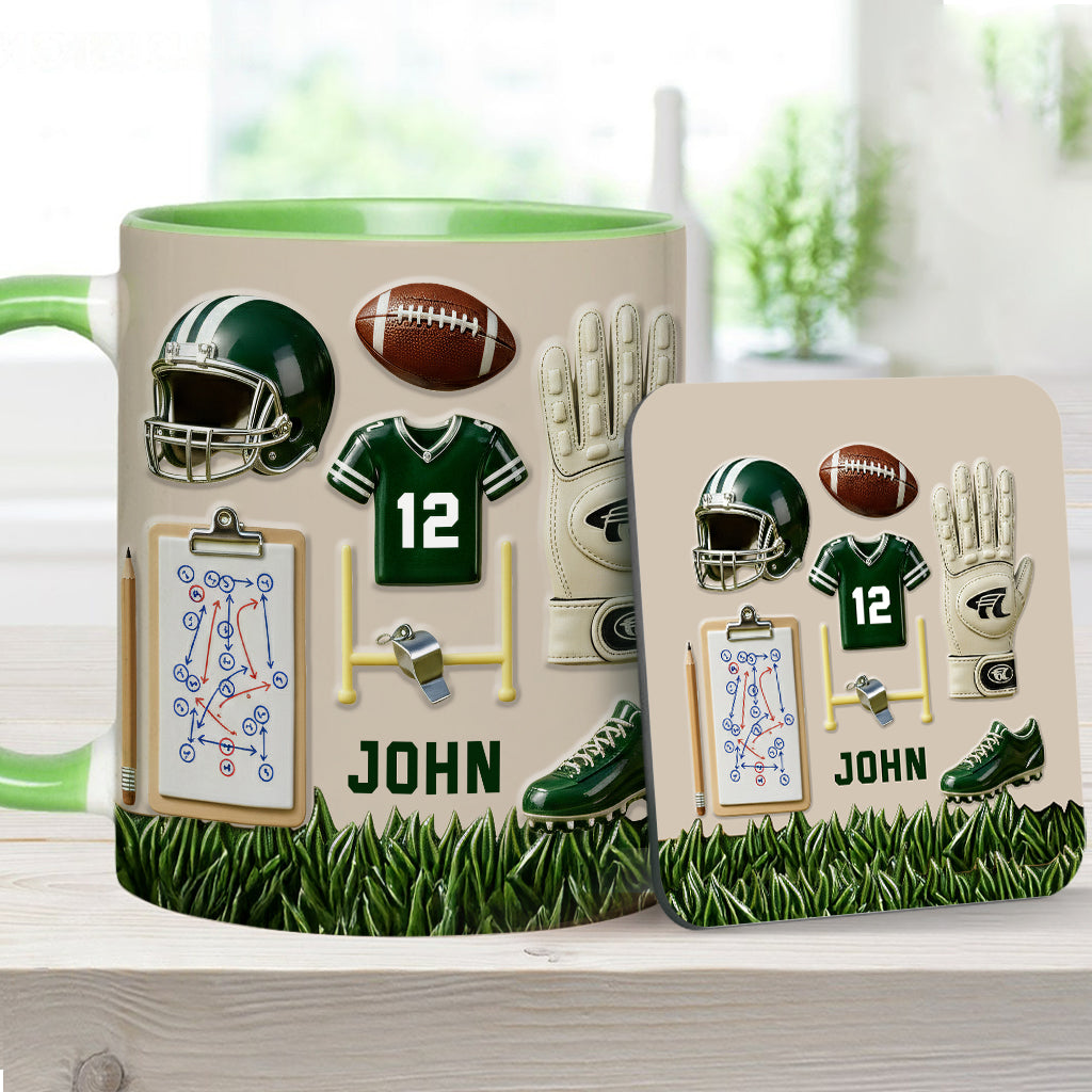 Love Football - Personalized Football Accent Mug & Coaster
