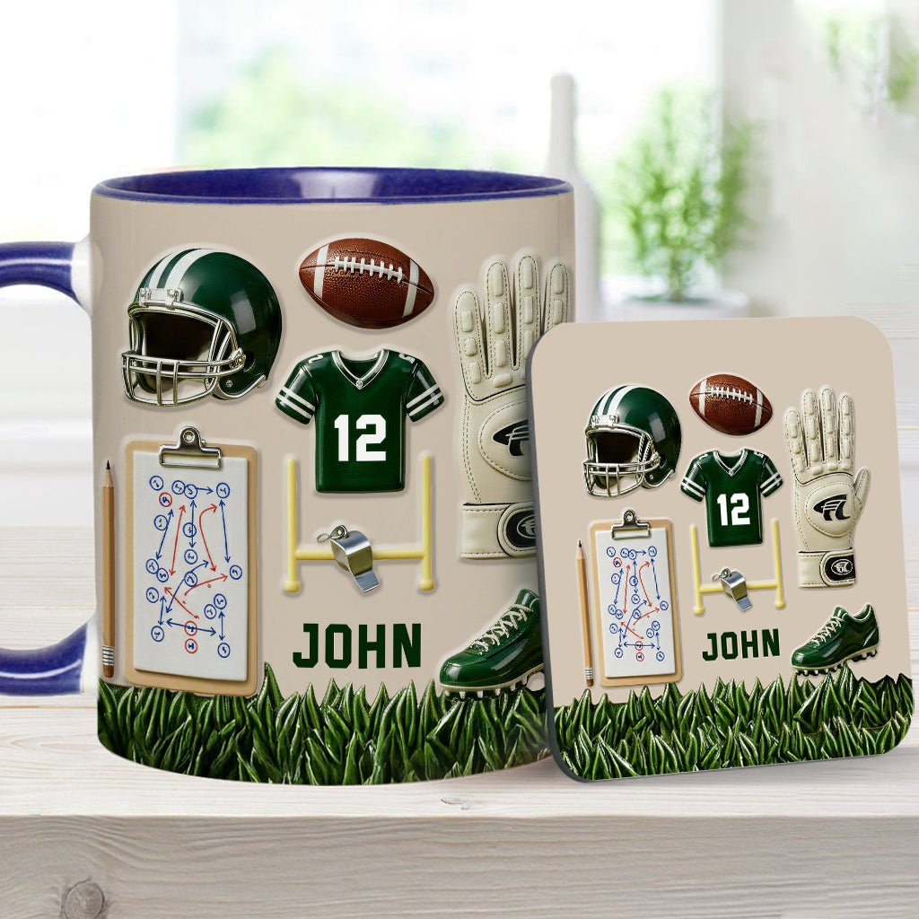 Love Football - Personalized Football Accent Mug & Coaster