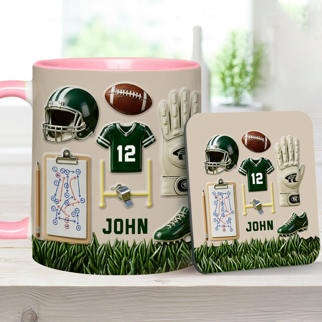 Love Football - Personalized Football Accent Mug & Coaster