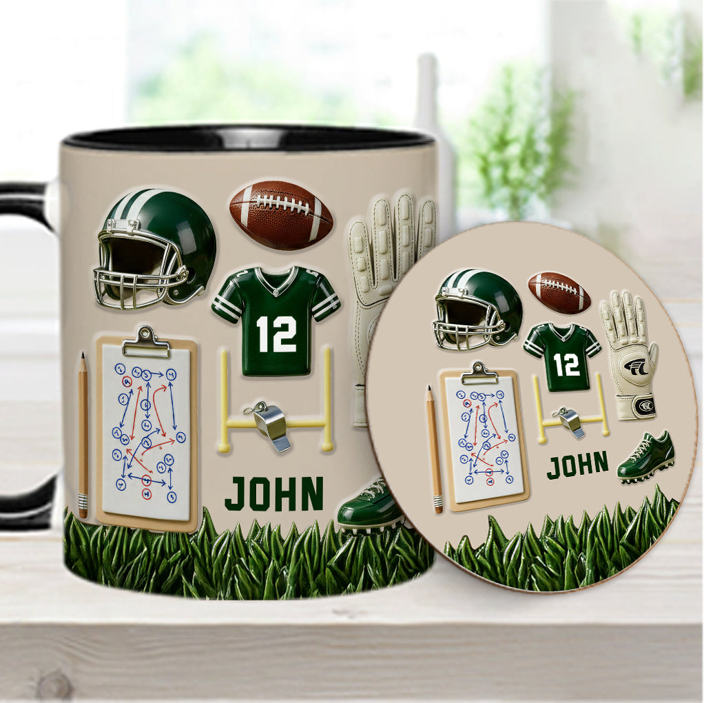 Love Football - Personalized Football Accent Mug & Coaster
