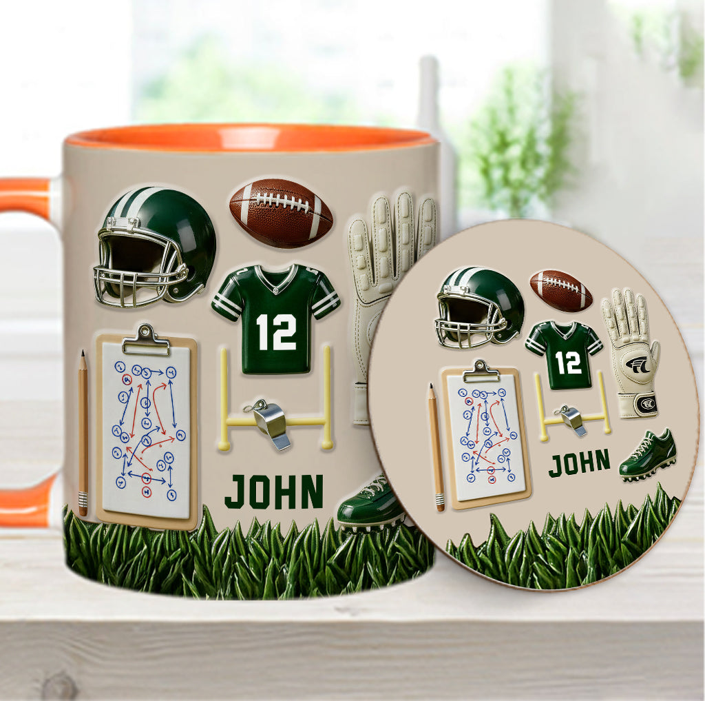Love Football - Personalized Football Accent Mug & Coaster