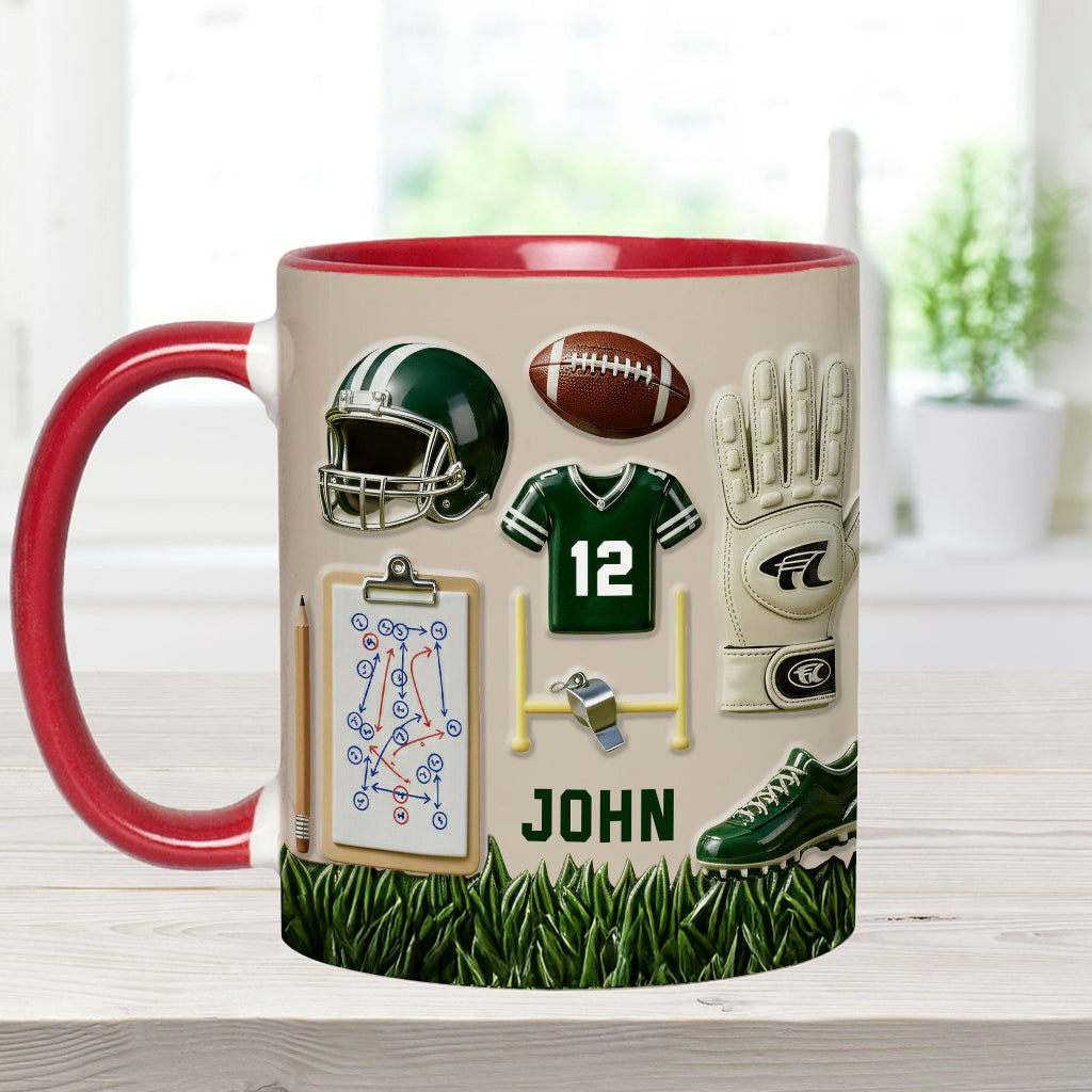 Love Football - Personalized Football Accent Mug & Coaster