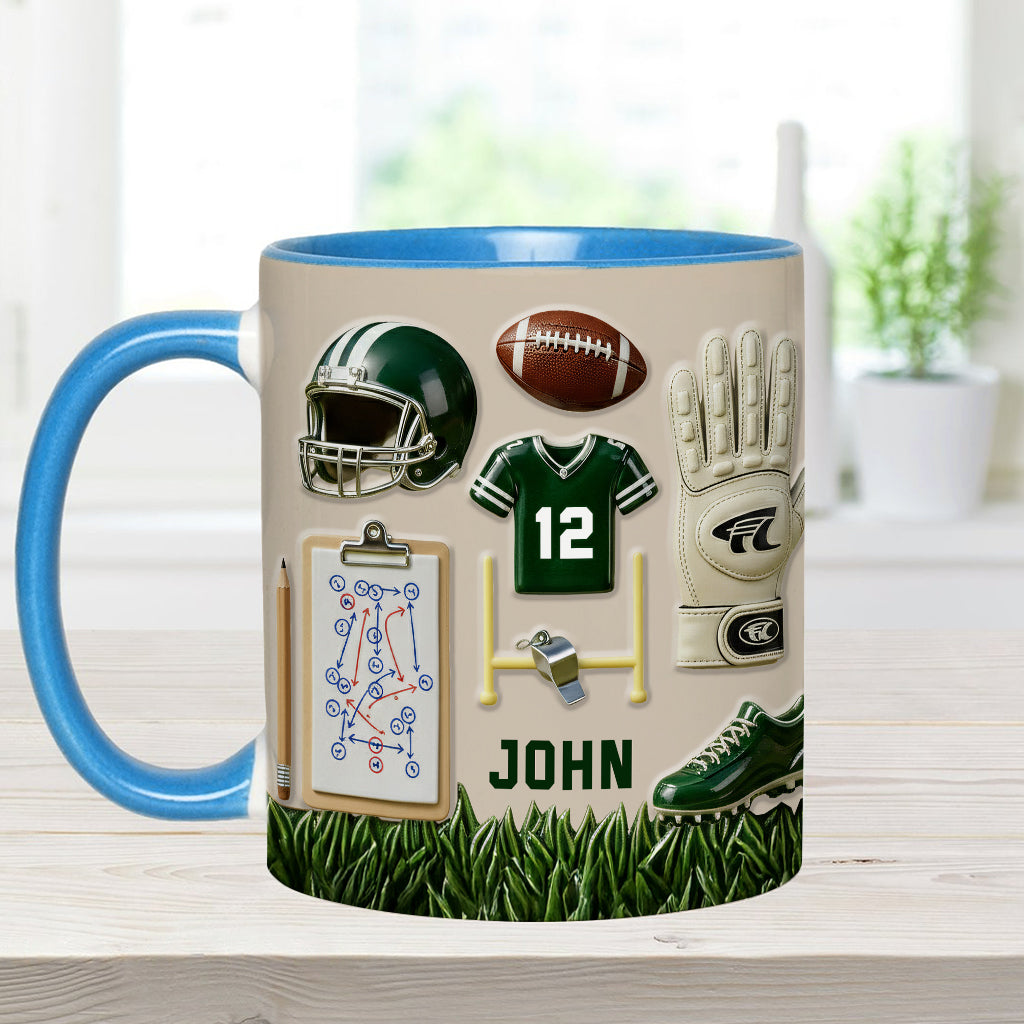 Love Football - Personalized Football Accent Mug & Coaster