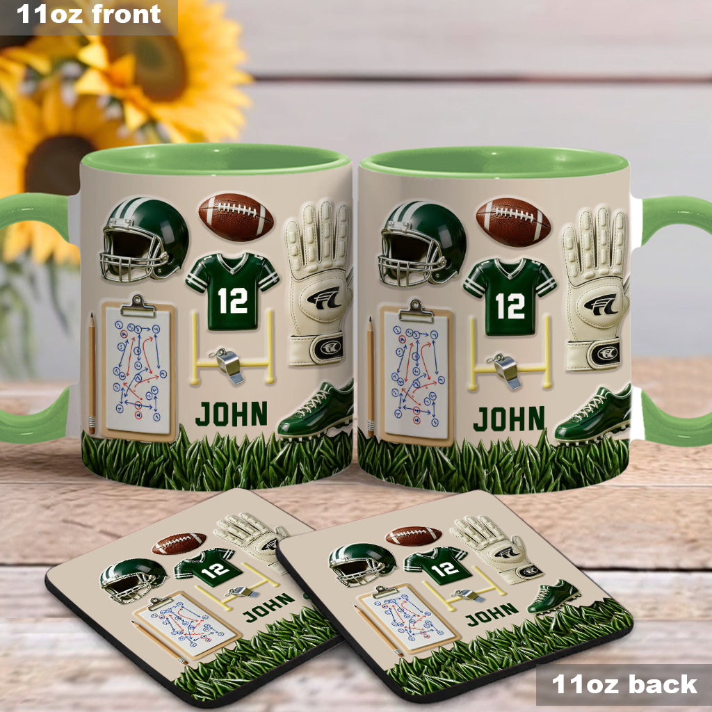 Love Football - Personalized Football Accent Mug & Coaster