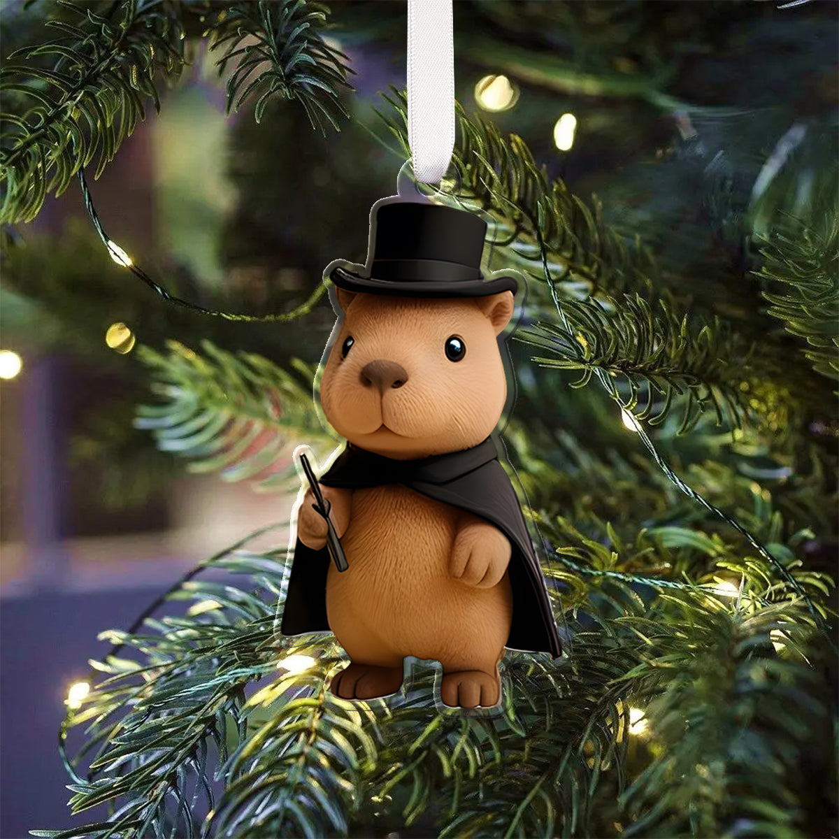 Calendrier de l'Avent pliable avec décorations, motif Capybara mignon, Noël 2025 - Animaux rongeurs (capybara, castor, hamster, cochon d'Inde)