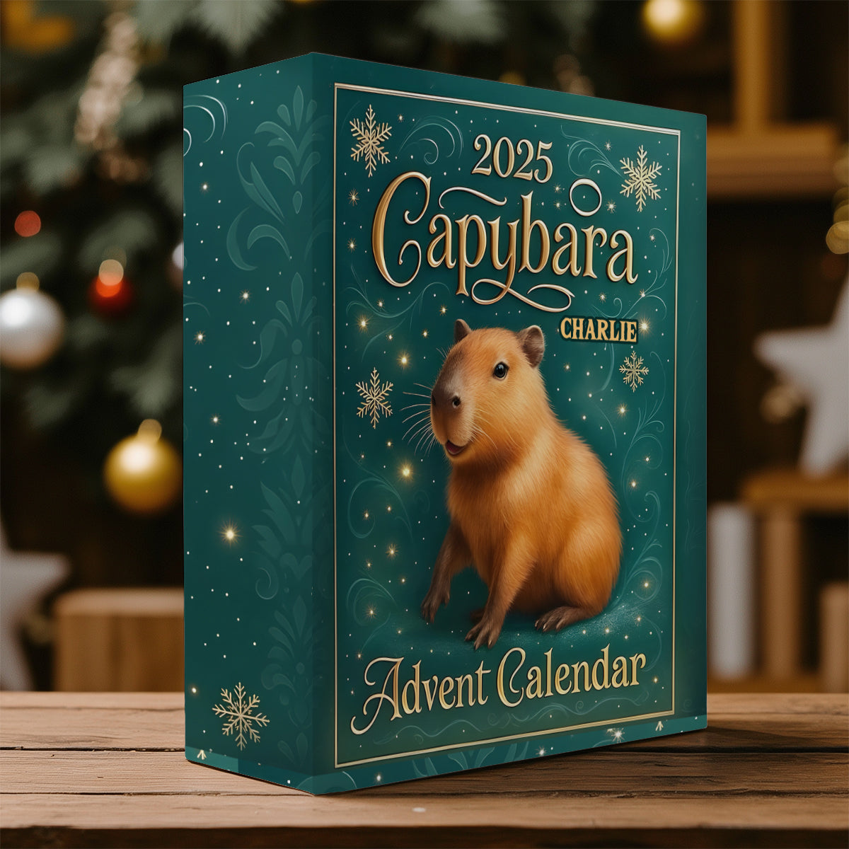 Calendrier de l'Avent pliable avec décorations, motif Capybara mignon, Noël 2025 - Animaux rongeurs (capybara, castor, hamster, cochon d'Inde)