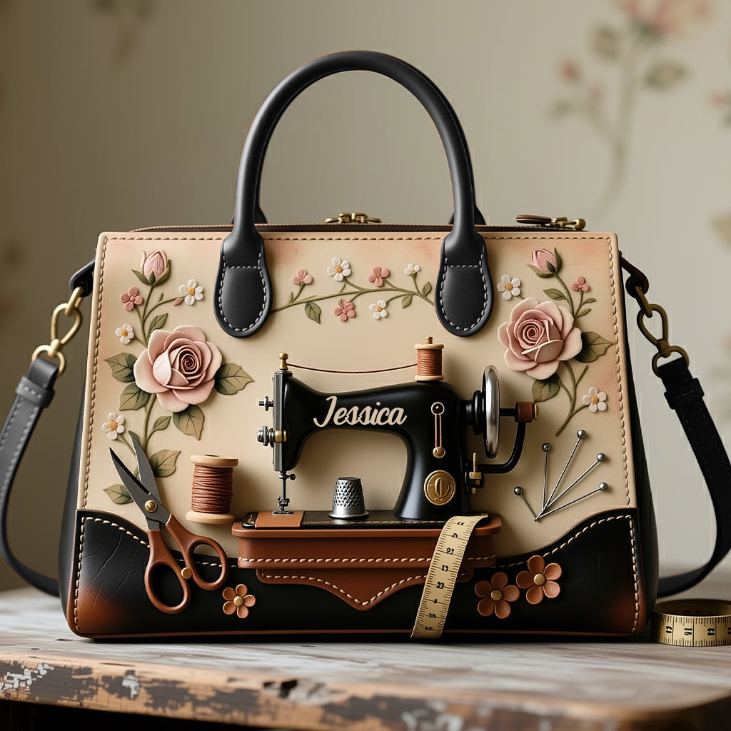 Perfect Gift For Sewing Lovers - Personalized Sewing Leather Handbag