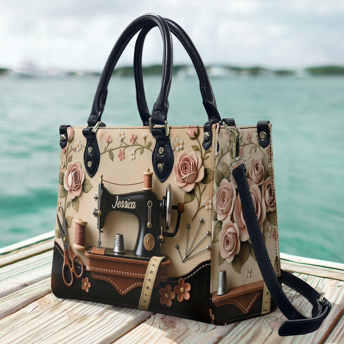 Perfect Gift For Sewing Lovers - Personalized Sewing Leather Handbag