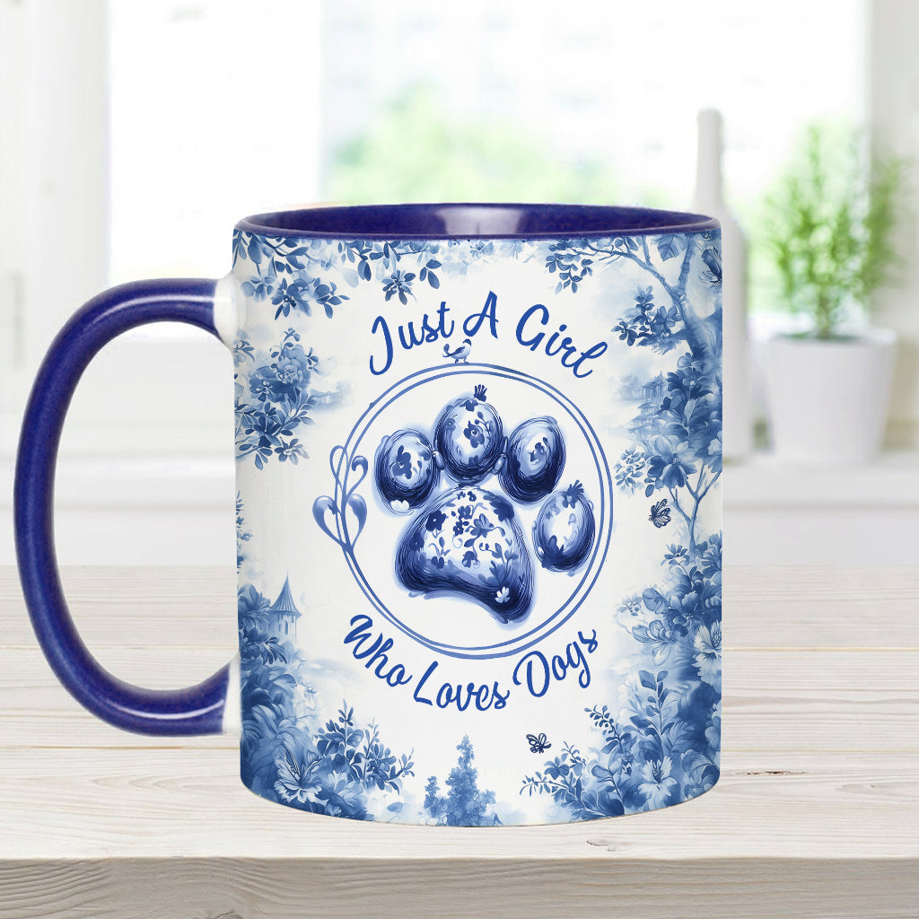Einfach ein Mädchen, das Hunde liebt – personalisierte Tasse mit Hundemotiv