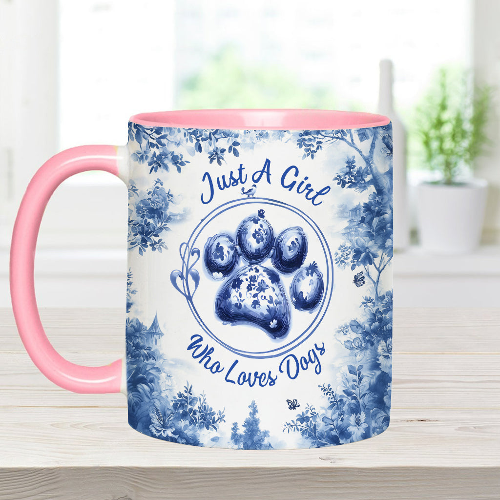 Einfach ein Mädchen, das Hunde liebt – personalisierte Tasse mit Hundemotiv