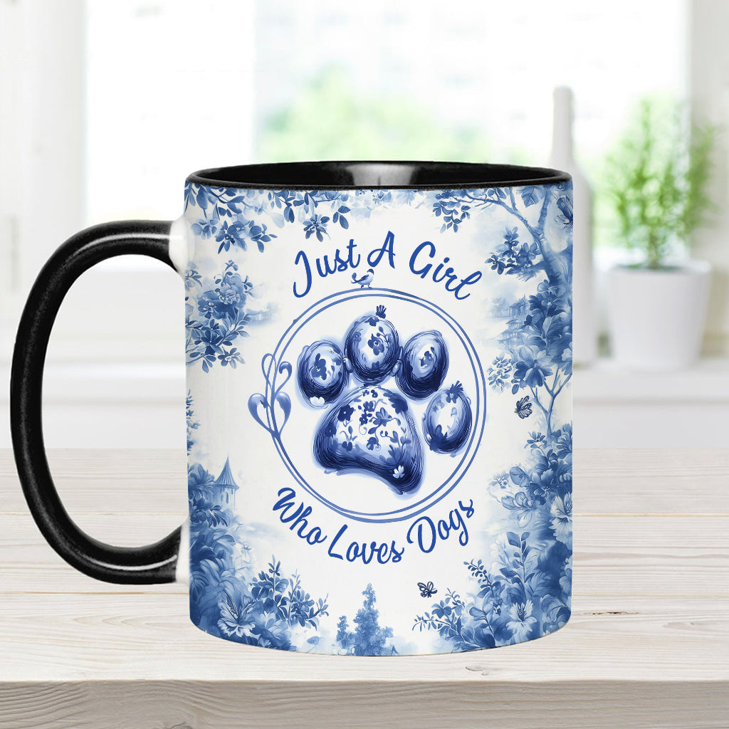 Einfach ein Mädchen, das Hunde liebt – personalisierte Tasse mit Hundemotiv