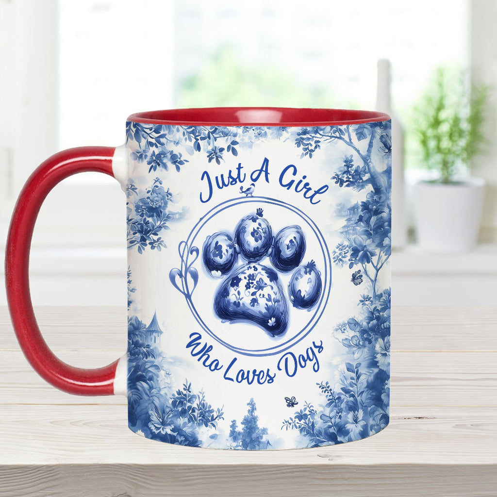 Einfach ein Mädchen, das Hunde liebt – personalisierte Tasse mit Hundemotiv