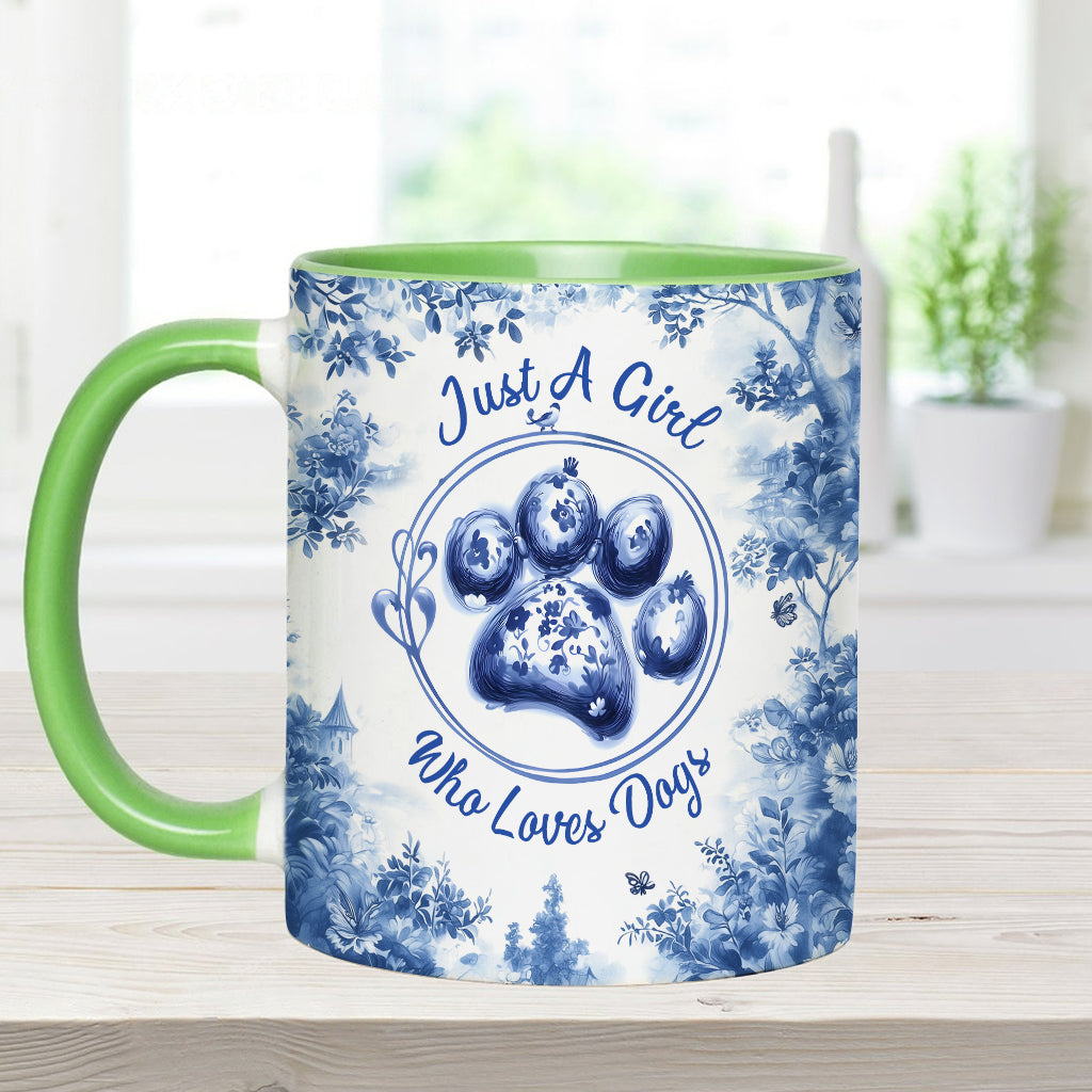 Einfach ein Mädchen, das Hunde liebt – personalisierte Tasse mit Hundemotiv