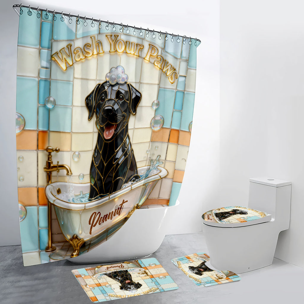 Wash Your Paw - Personalized Dog Bathroom Curtain & Mats Set