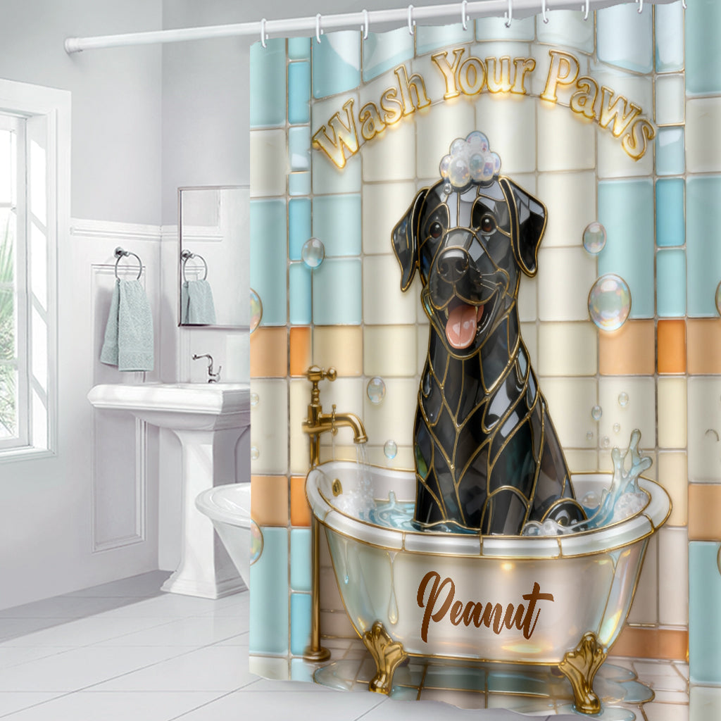 Wash Your Paw - Personalized Dog Bathroom Curtain & Mats Set