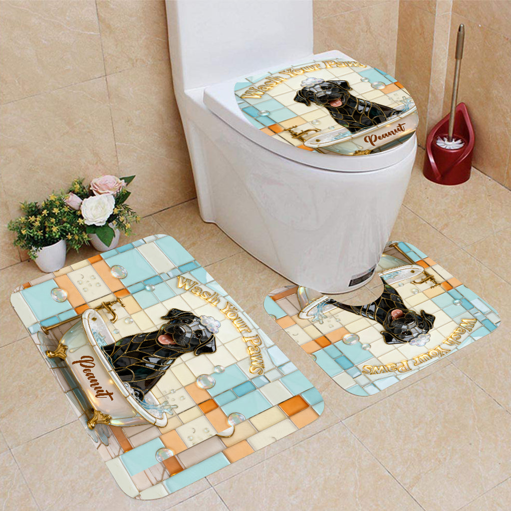 Wash Your Paw - Personalized Dog Bathroom Curtain & Mats Set