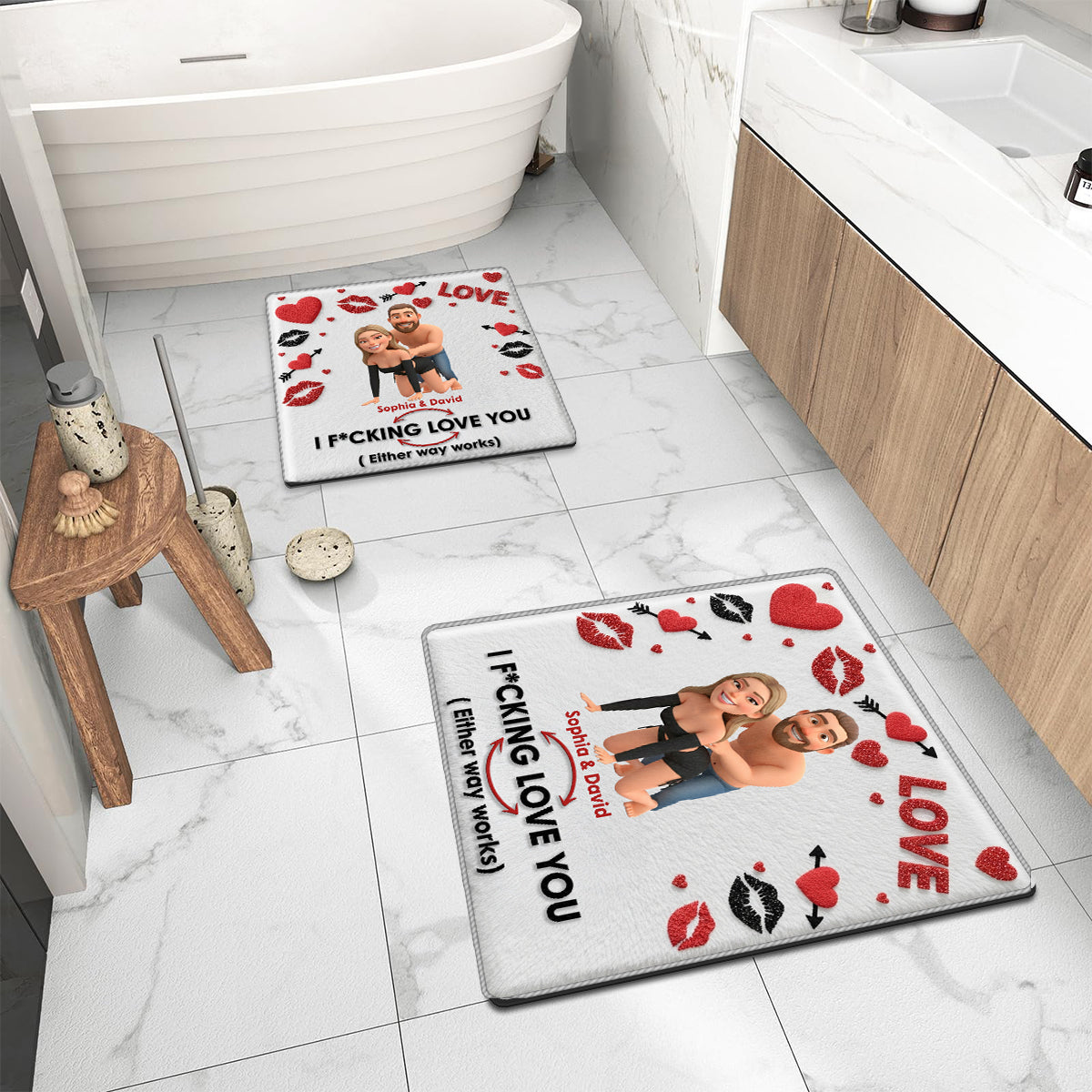 I F*cking Love You Either Way Works - Personalized Couple Non-Slip Tufted Rug