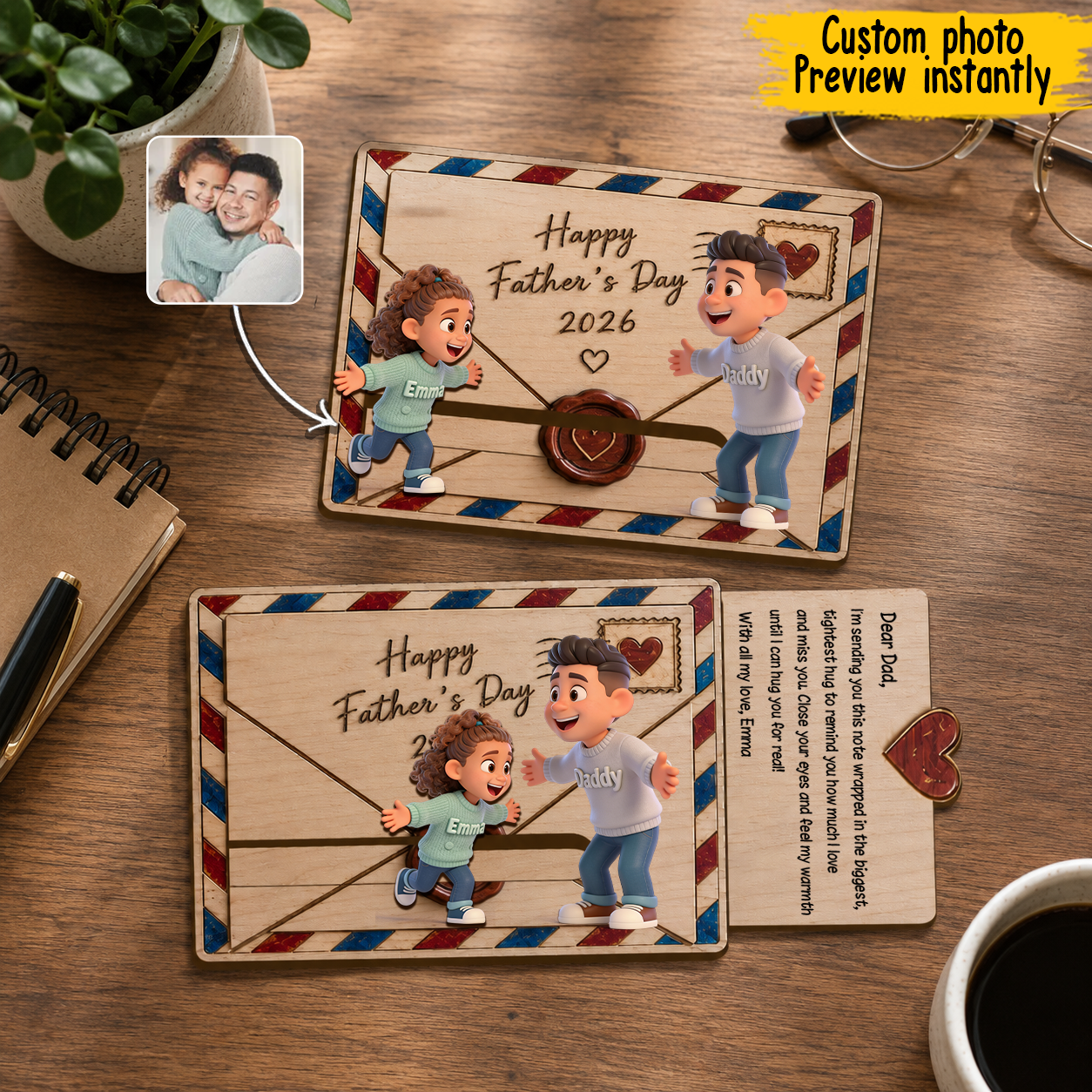 Personalisierter Familienumarmung - Individuelles Vater Ornament