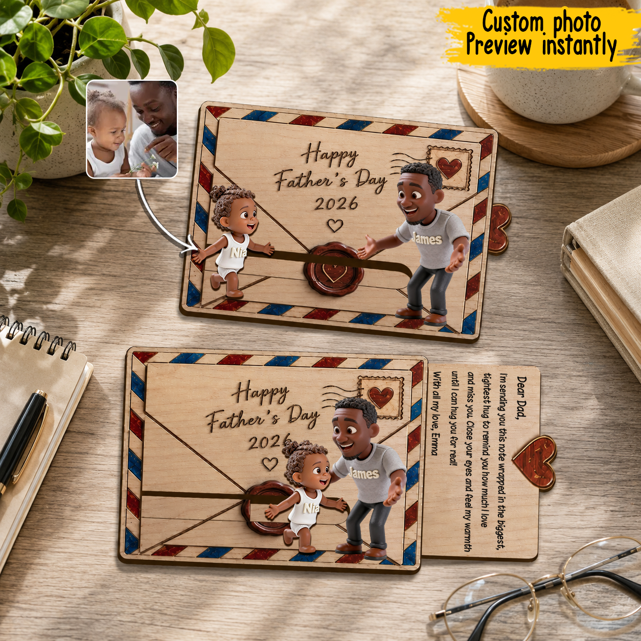 Personalisierter Familienumarmung - Individuelles Vater Ornament