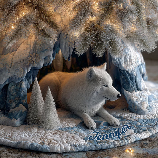 Winter Wolf - Personalized Wolf Shaped Tree Skirt