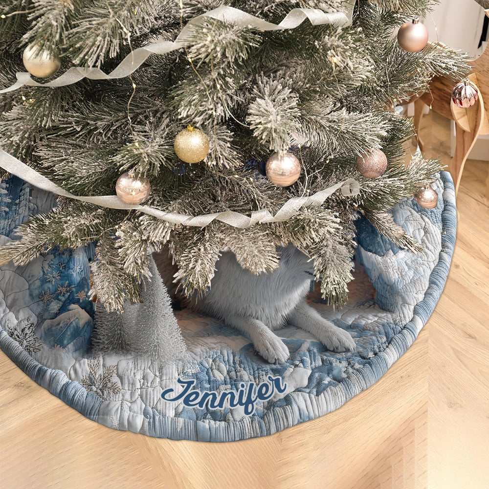 Winter Wolf - Personalized Wolf Shaped Tree Skirt