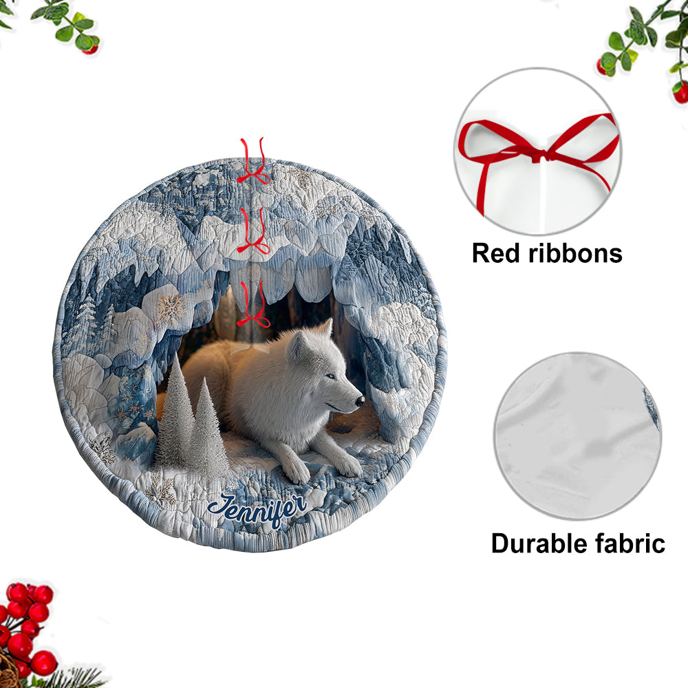 Winter Wolf - Personalized Wolf Shaped Tree Skirt