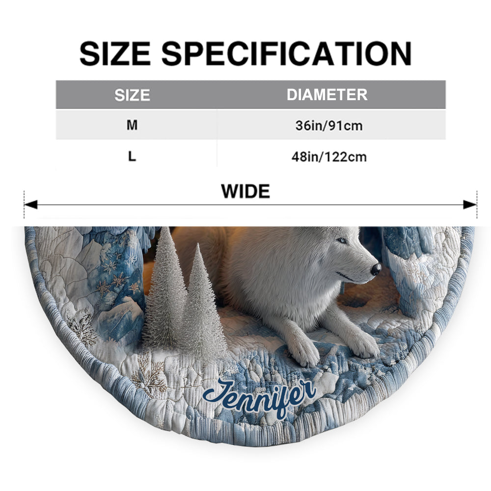 Winter Wolf - Personalized Wolf Shaped Tree Skirt