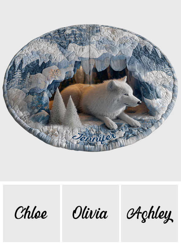 Winter Wolf - Personalized Wolf Shaped Tree Skirt