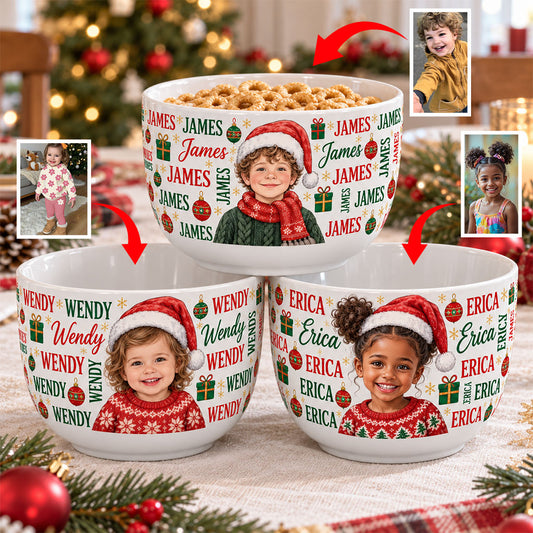 Beautiful Christmas Cereal Bow Gift For Kids - Personalized Kid Ceramic Bowl