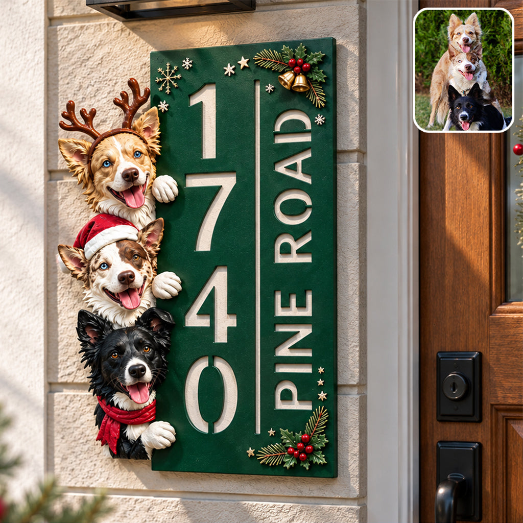 Merry Pawmas - Personalized Dog 3D Printed Cut Metal Sign