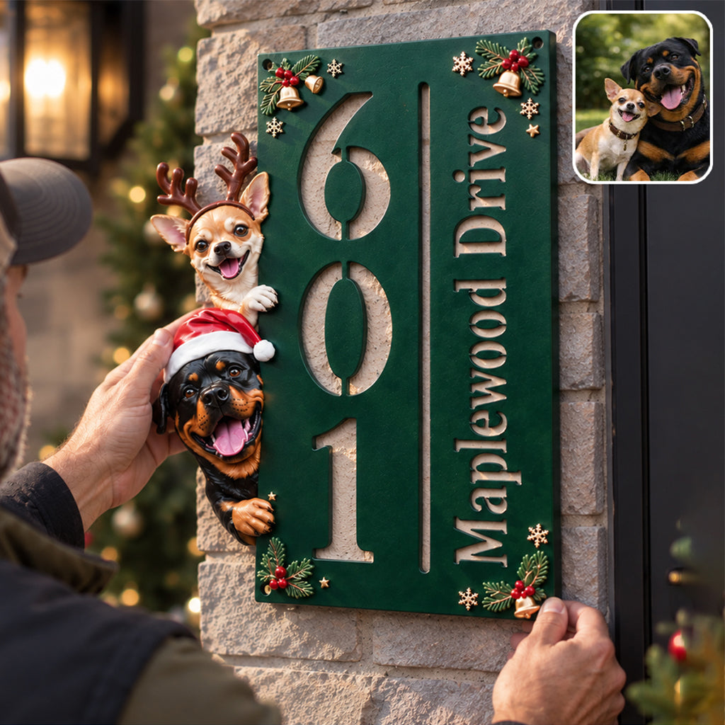 Merry Pawmas - Personalized Dog 3D Printed Cut Metal Sign