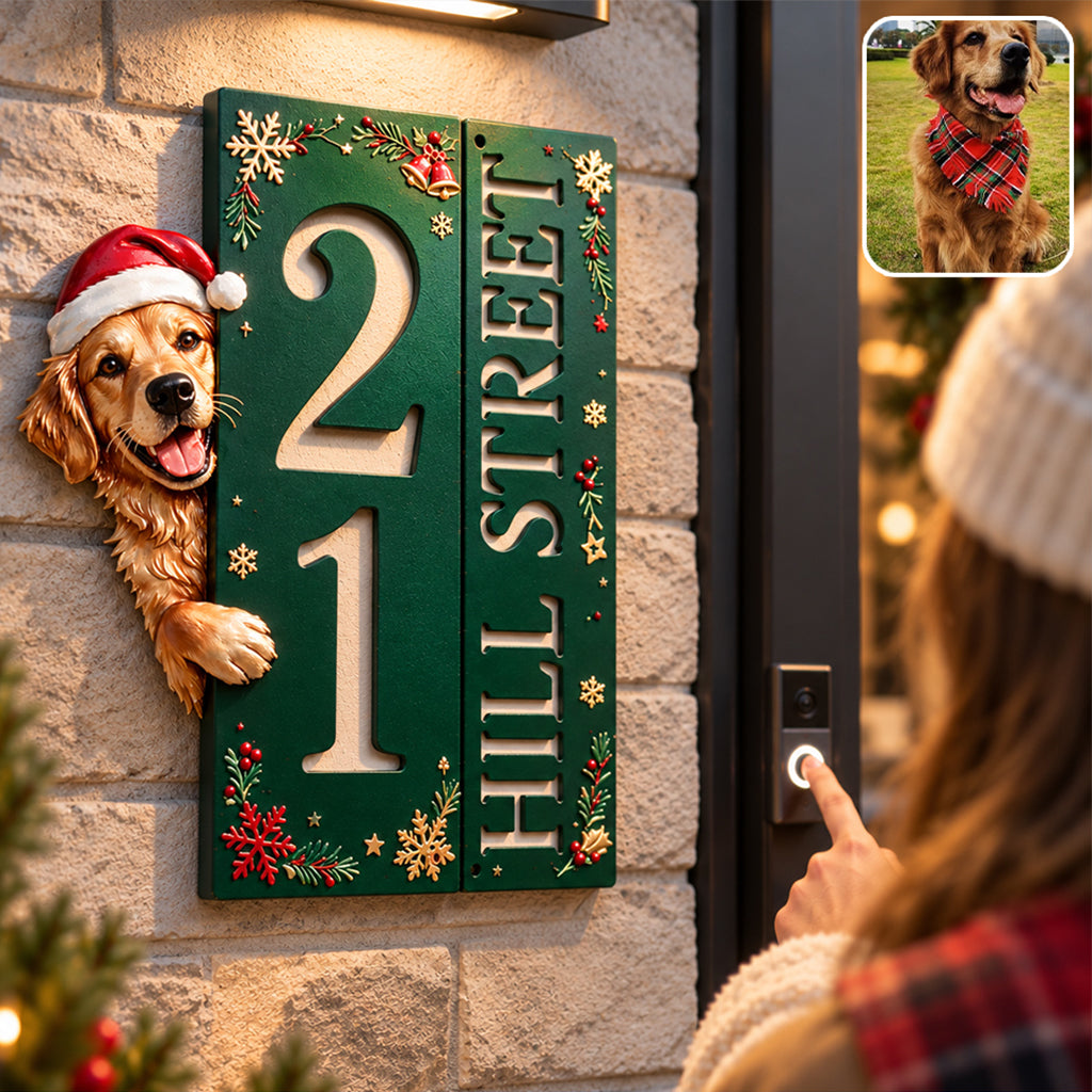 Merry Pawmas - Personalized Dog 3D Printed Cut Metal Sign