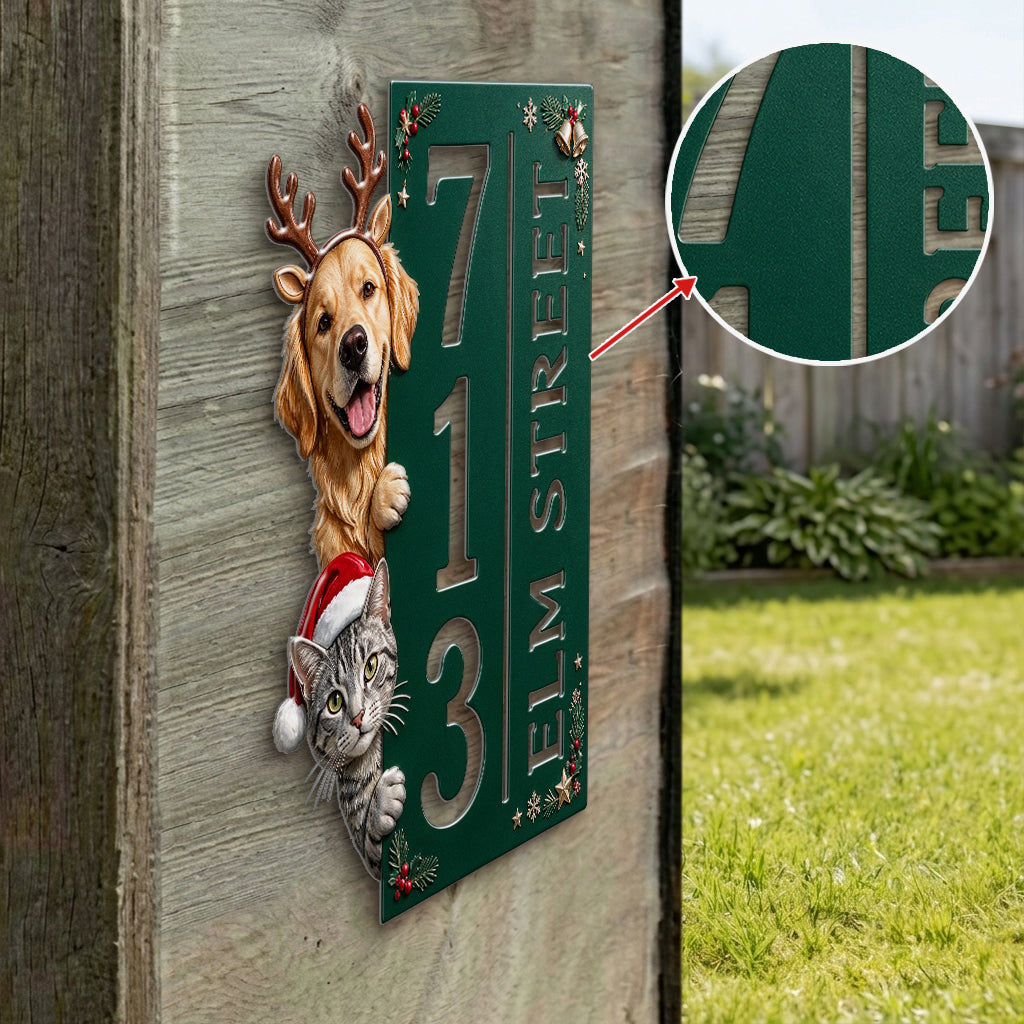Merry Pawmas - Personalized Dog 3D Printed Cut Metal Sign