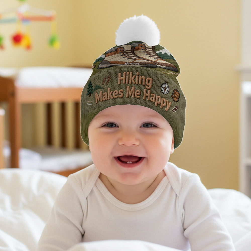 Hiking Makes Me Happy - Personalized Hiking Beanie Hat