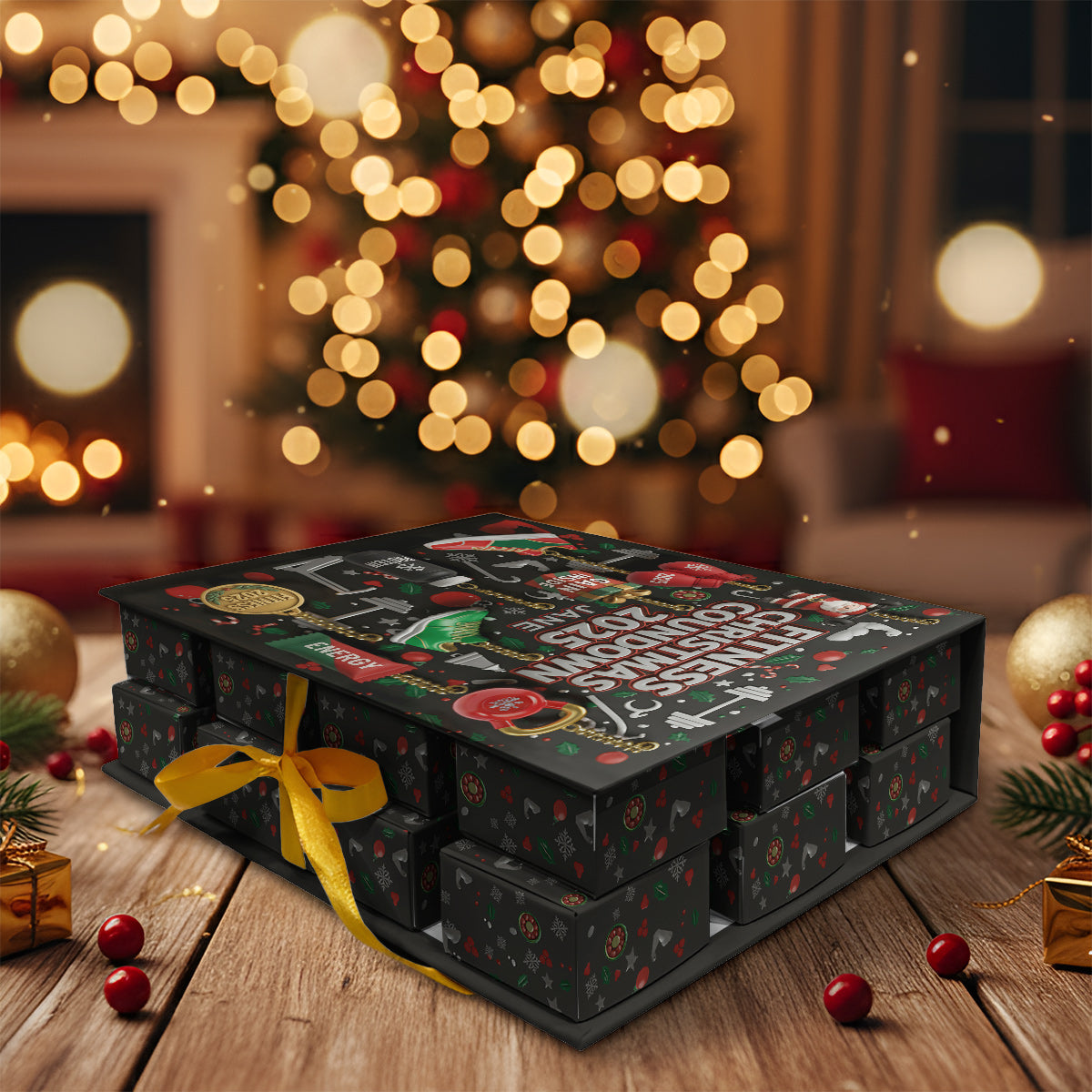 No Pain No Gain - Personalized Fitness Folded Advent Calendar With Ornaments